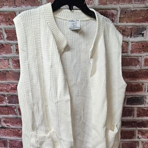 Women's COLLEGE POINT Acrylic Open Cardigan Sweater Large VINTAGE
